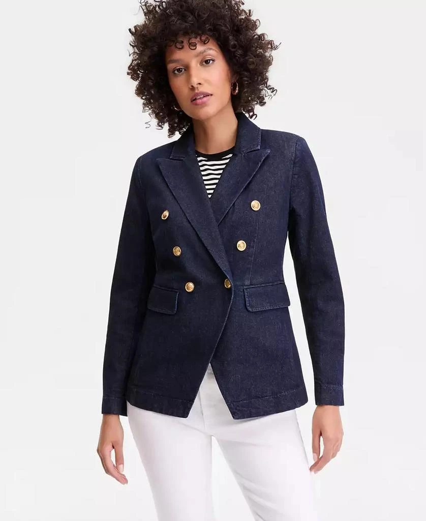 INC International Women
s Double-Breasted Denim Blazer, Macy
s Exclusive