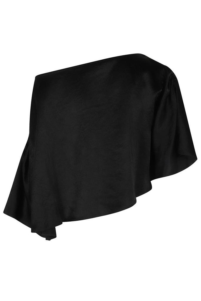 PINKO Black Satin Crinkle Blouse
