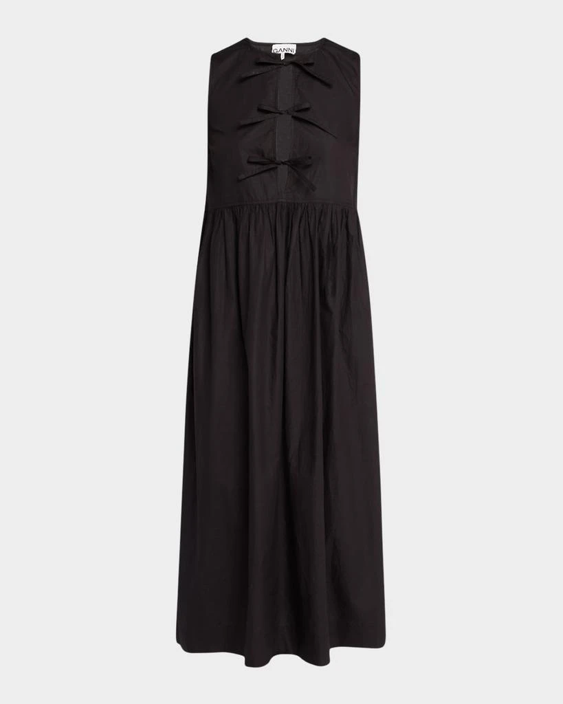 Ganni Tie-Front Cotton Poplin Midi Dress 1