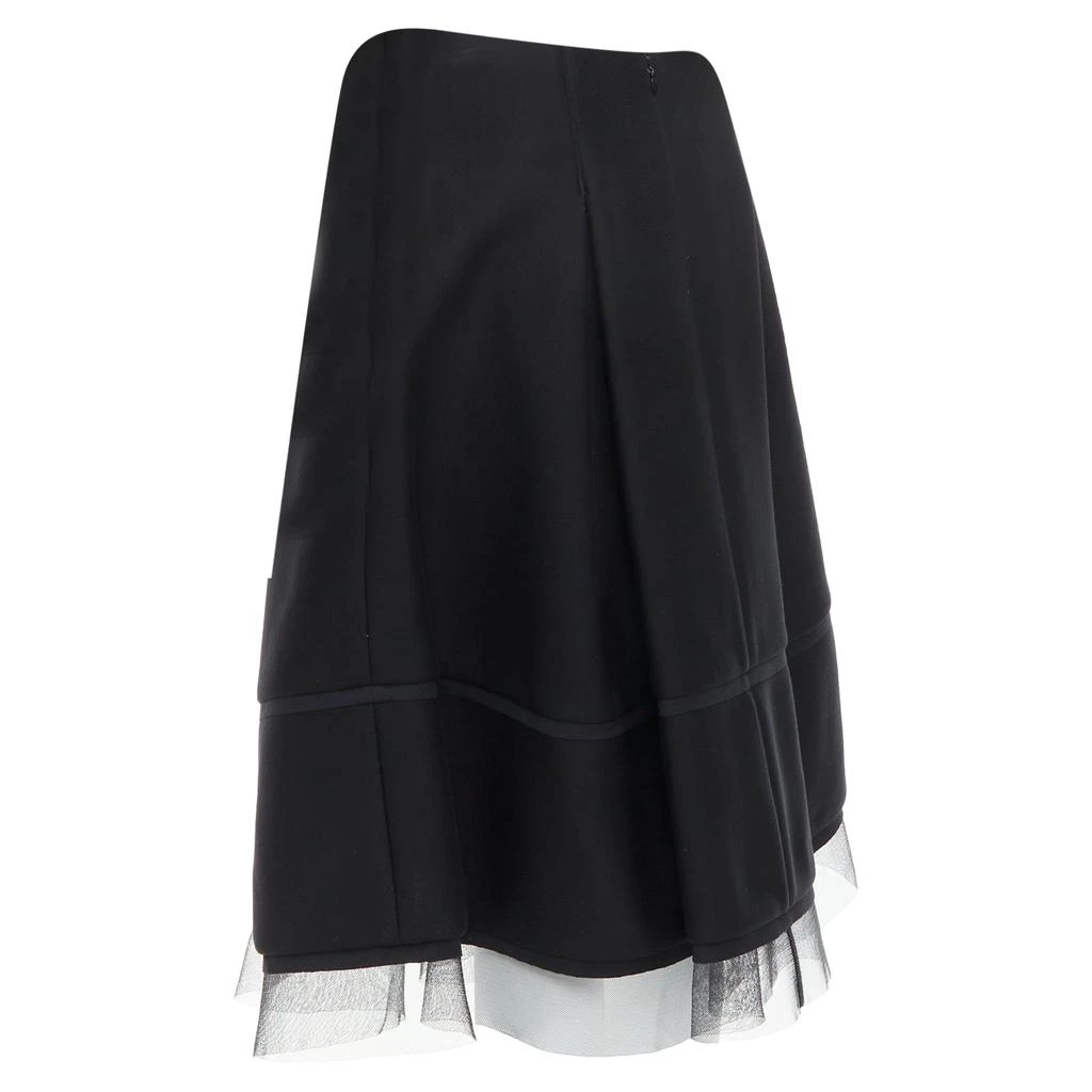 Donna Karan Scuba Pleated Tulle Mesh Trim A-Line Skirt 6