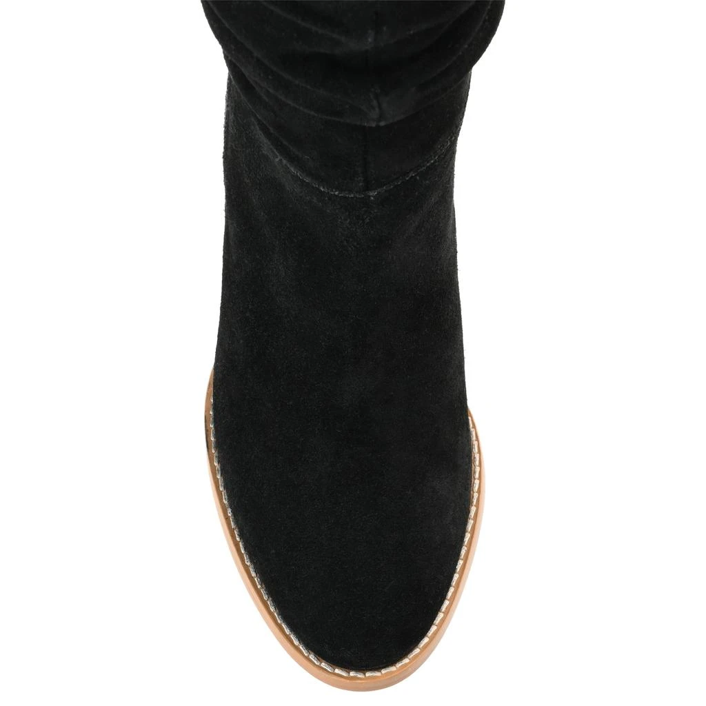 JOURNEE Womens Genuine Leather Syrinn Almond Toe Inside Zip Mid Calf Boots 4