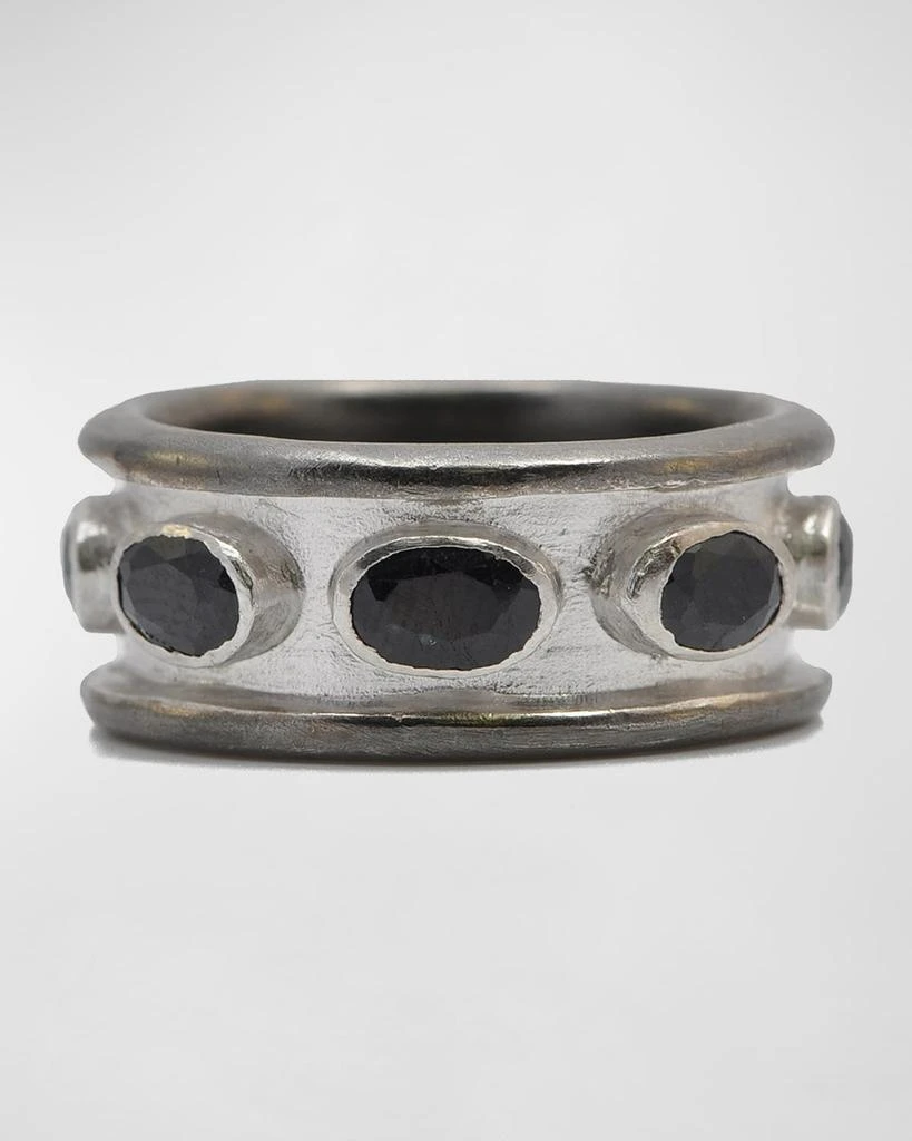 Armenta Men
s Romero Blackened Silver/Sapphire Band Ring 1
