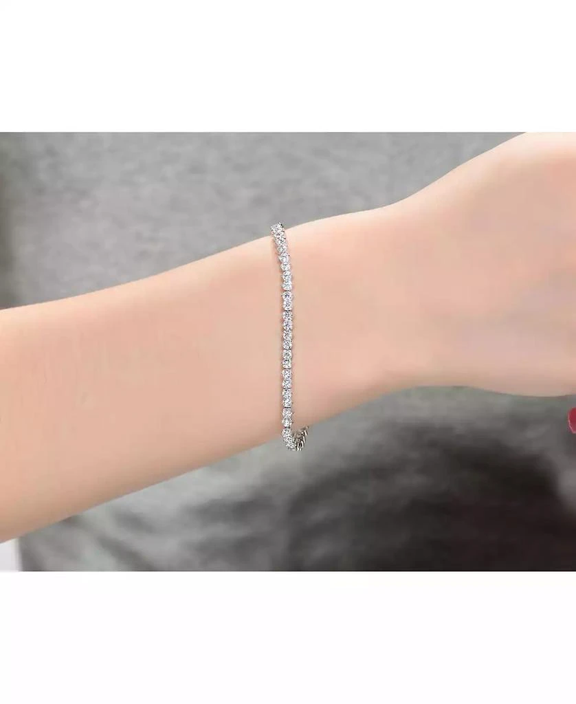 Genevive Sterling Silver White Gold Plated Clear Round Cubic Zirconia Tennis Bracelet 2