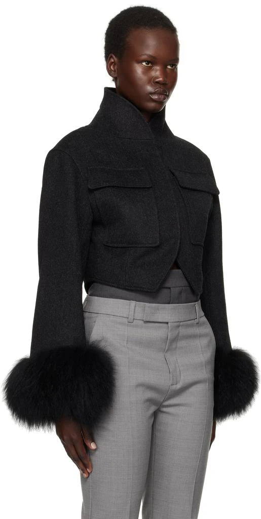 Givenchy Gray Wool Slim Fit Shearling Jacket 2