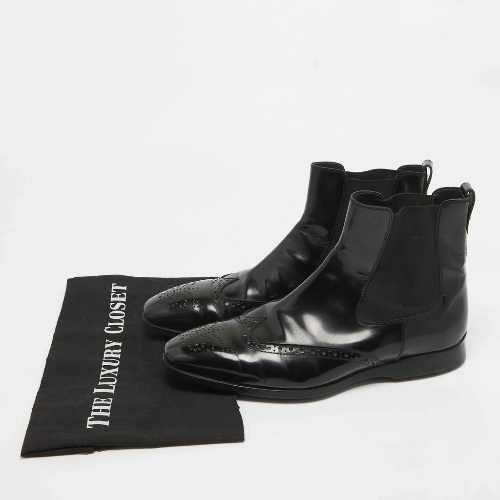 Tod's Tod's Black Patent Leather Brogue Chelsea Boots Size 40 9