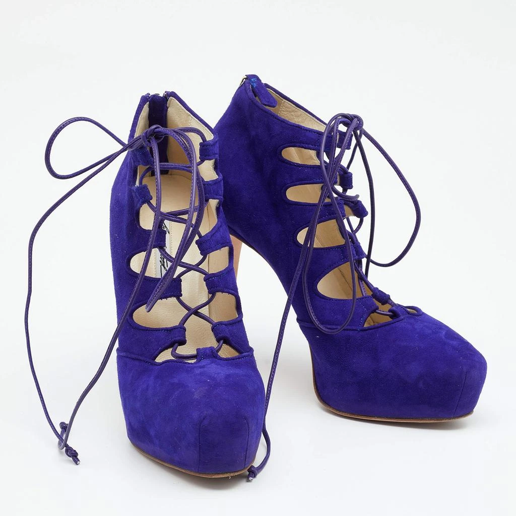 Brian Atwood Brian Atwood Purple Suede Lace up Booties Size 38.5 4