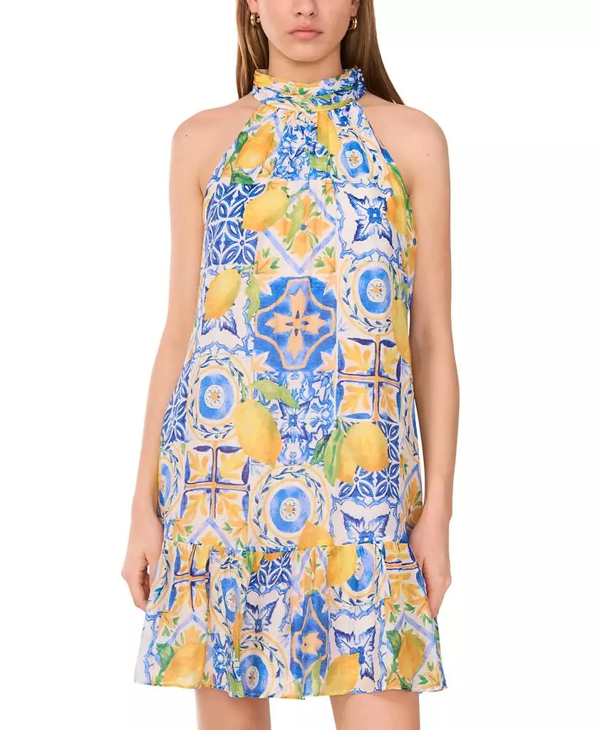 MSK Women's Printed Halter-Neck Ruffle Dress 2