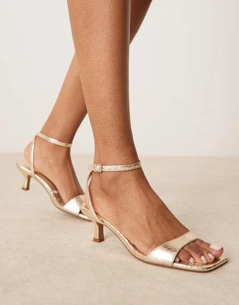 ASOS ASOS DESIGN Heart Throb barely there kitten heel sandals in gold 1