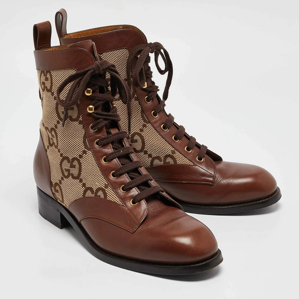 Gucci Gucci Beige/Brown Jumbo GG Canvas and Leather Ankle  display picture 3