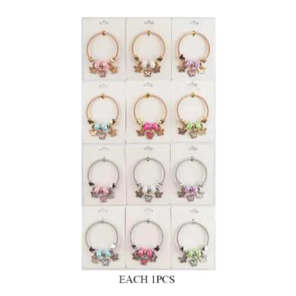 FASHNZFAB 12PCS - Butterfly Charm Beaded Stretch Bracelets 2