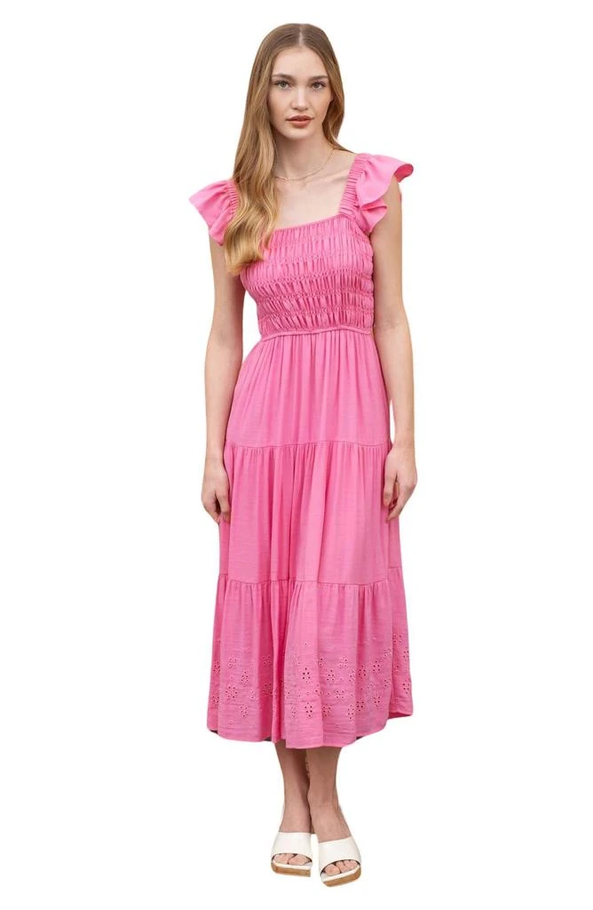 Blu Pepper Eyelet Flutter Sleeve Midi Dress 5