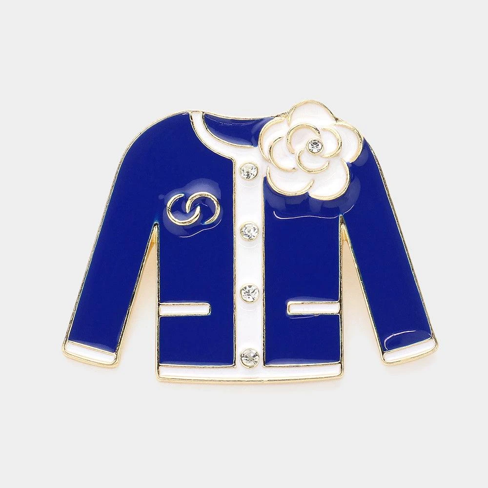FASHNZFAB Enamel Flower Pointed Jacket Pin Brooch