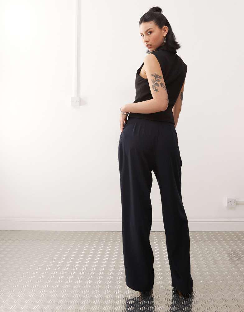 Motel Motel nala slouchy wide leg low rise trousers in navy