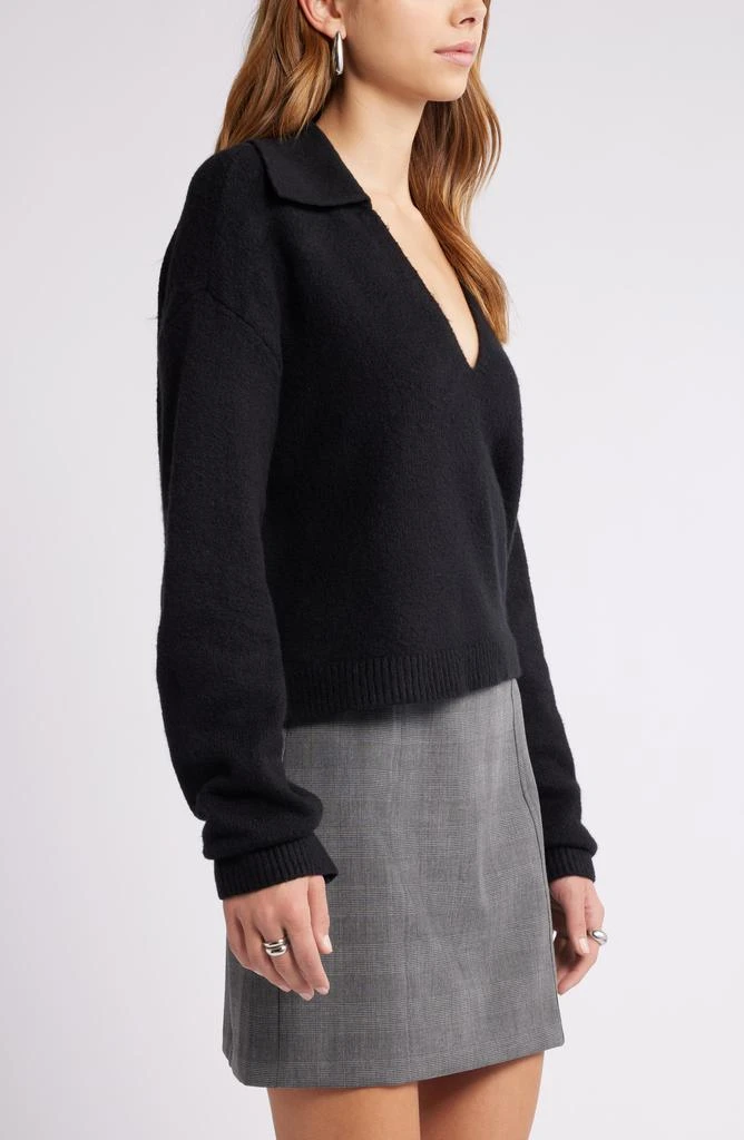 Open Edit Johnny Collar Boxy Crop Sweater 4