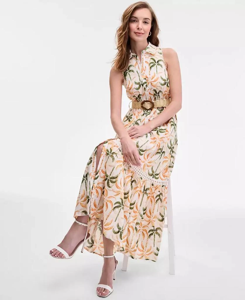 Taylor Women's Printed Taffeta-Belt Sleeveless Dress 2