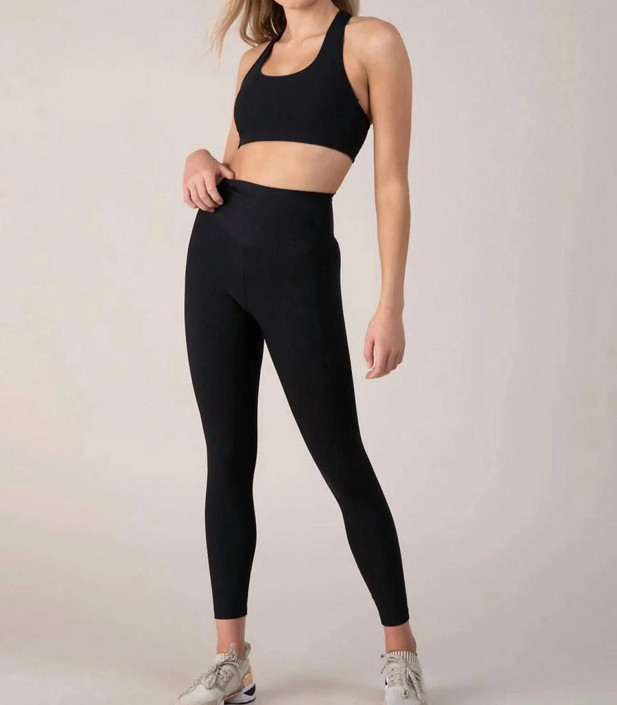 Bloch Bloch - Ladies Ebony Ribbed 7/8 Length Leggings 1