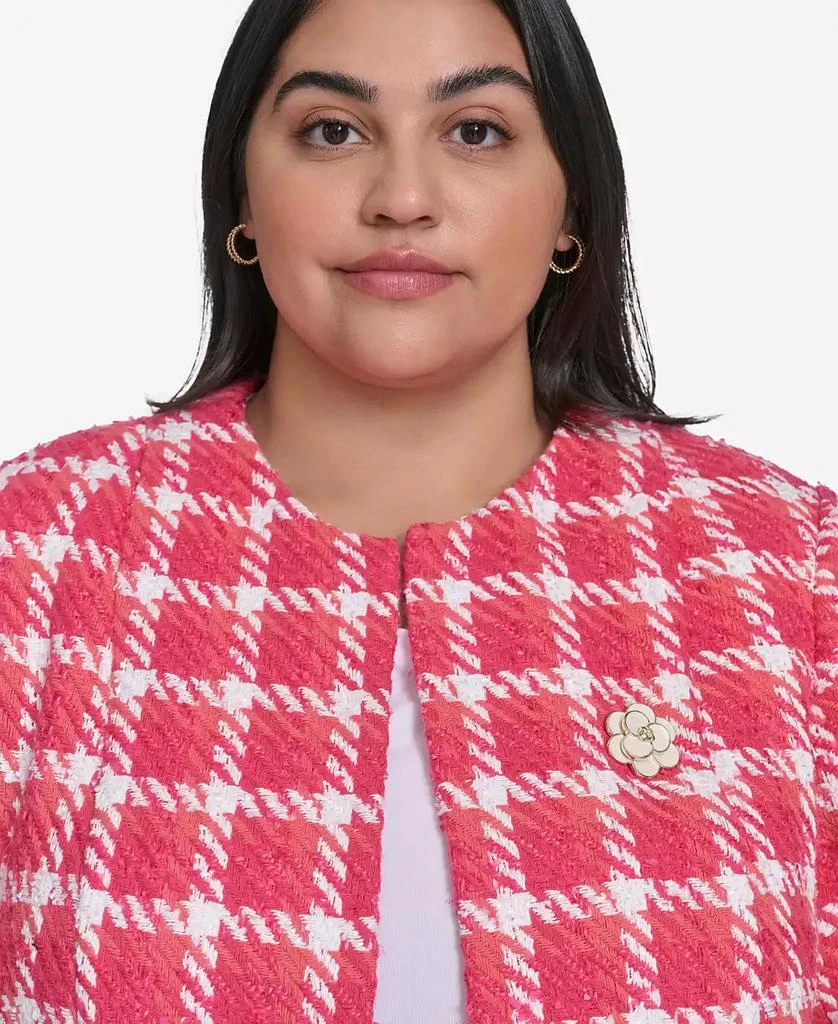 Karl Lagerfeld Paris Plus Size Open Tweed Short Jacket, Exclusively at Macy's 4