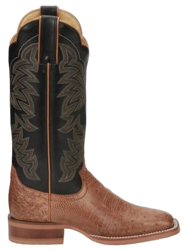 Justin Women's Ralston Western Boots - Medium In Cognac Smooth Ostrich