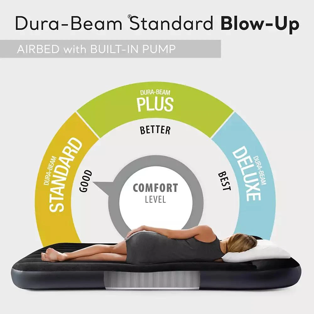 Intex Dura Pillow Rest Classic Blow Up Mattress Air Bed with Built In Pump, Twin 3