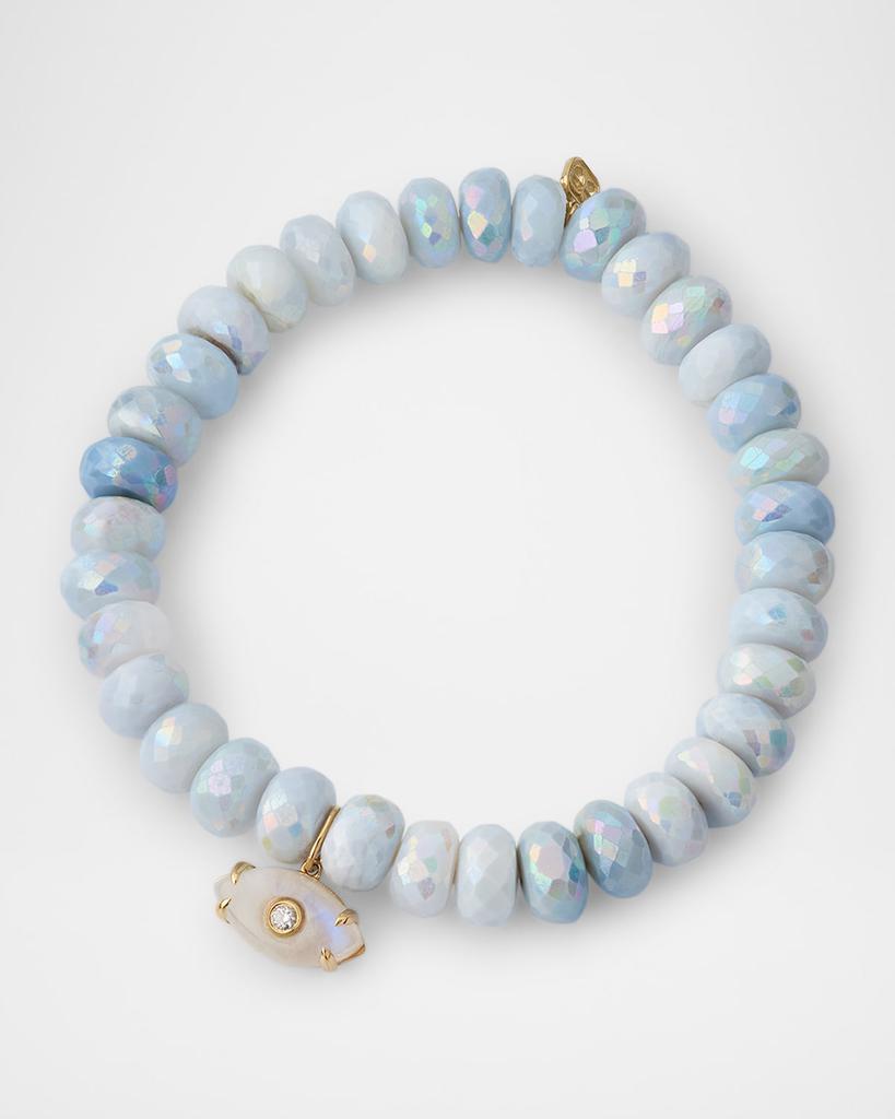 Sydney Evan Blue African Opal Bead Bracelet with Carved Evil Eye Charm