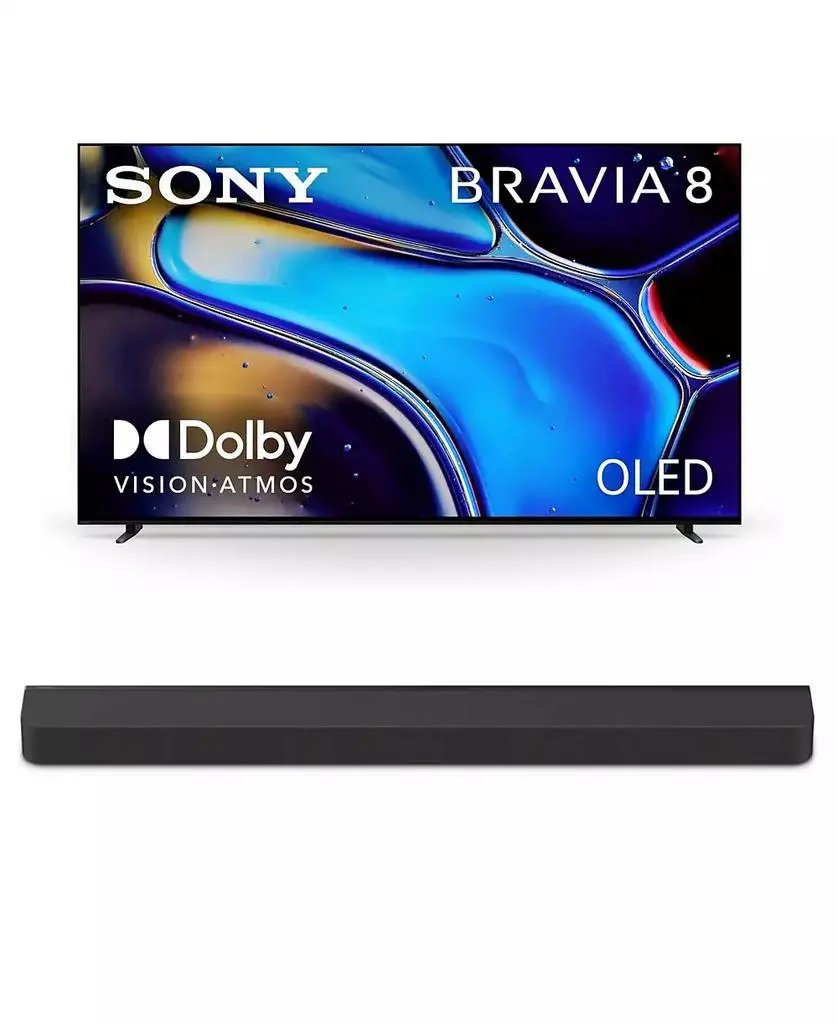 SONY K77XR80 77 Inch IMAX Enhanced Bravia OLED 4K HDR Google TV with a Sony HT-A8000 BRAVIA Theater Bar Soundbar (2024)
