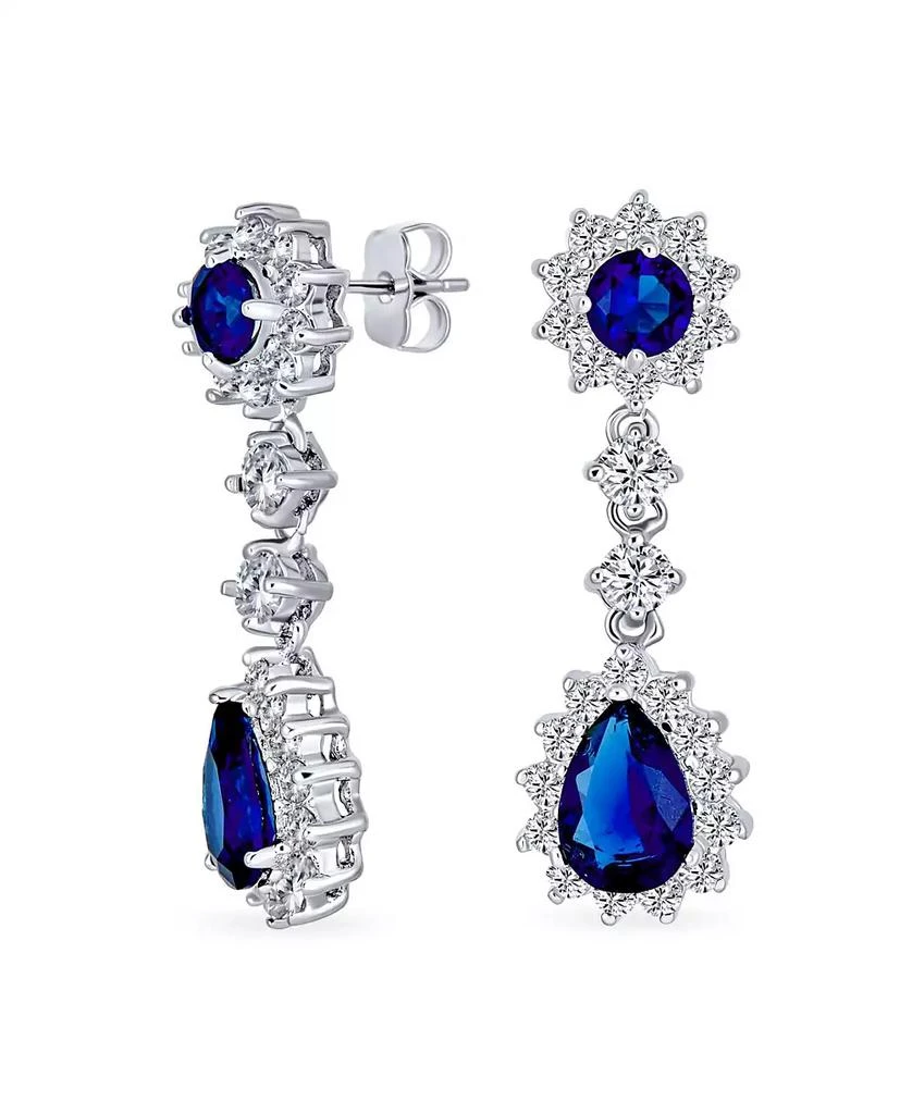 Bling Jewelry Estate Style Cubic Zirconia CZ Blue Sapphire Teardrop Statement Necklace Jewelry Set 3