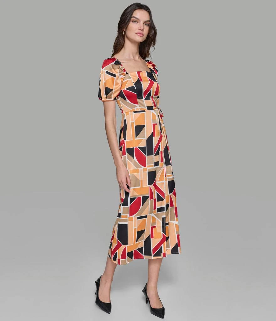 Karl Lagerfeld Paris PUFF SLEEVE WRAP MIDI DRESS 1