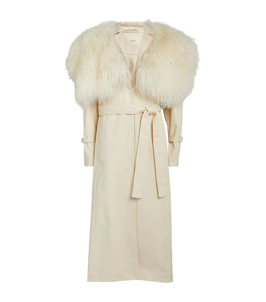 LAPOINTE Shearling-Trim Trench Coat 1