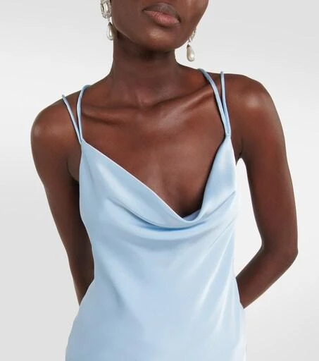 rotate satin midi dress Rotate Balloon Sleeve Open-back Satin Midi Dress RAG REVOLUTION
