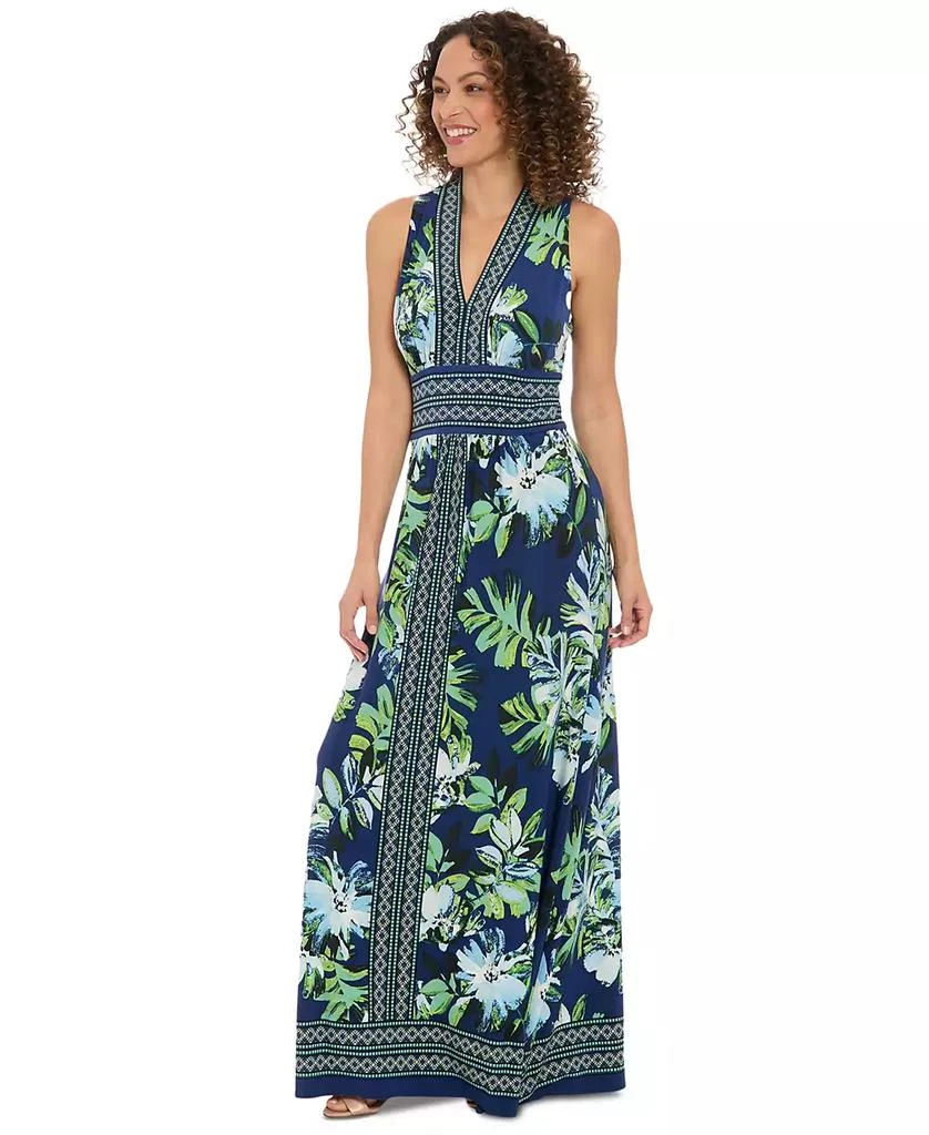 London Times Petite Floral Border-Trim Maxi Dress 3
