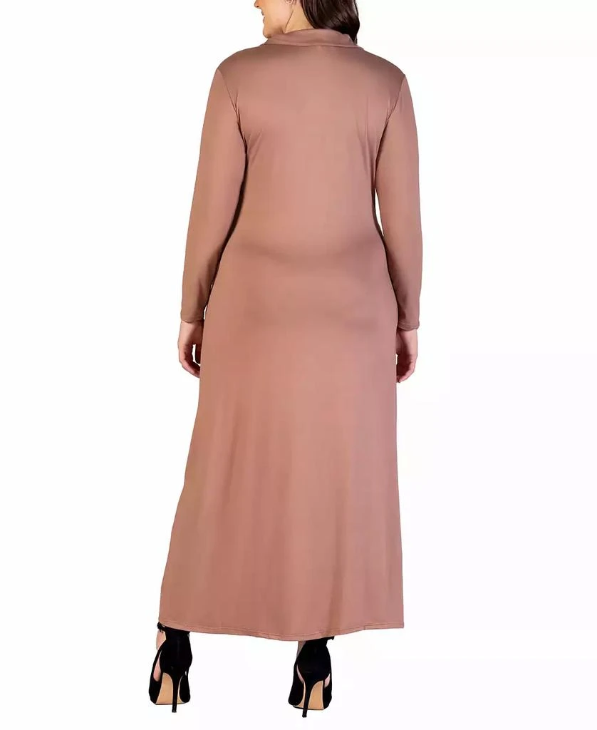 24seven Comfort Apparel Plus Size Collared Wrap Maxi Dress 2