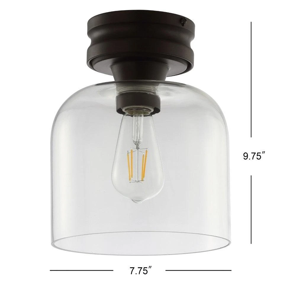JONATHAN Y Domenic 7.75" Metal/Glass LED Flush Mount 4