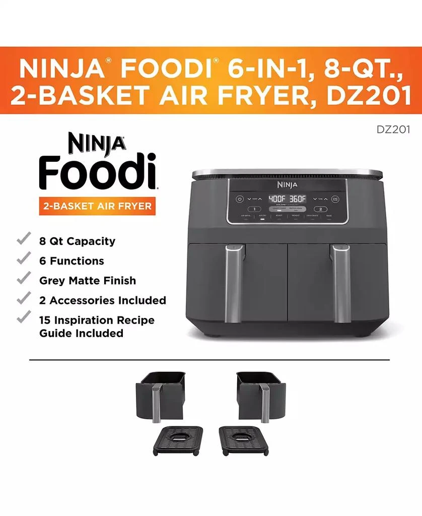 Ninja Foodi® DZ201 6-in-1 8 Qt. 2-Basket Air Fryer with DualZone™ Technology 2