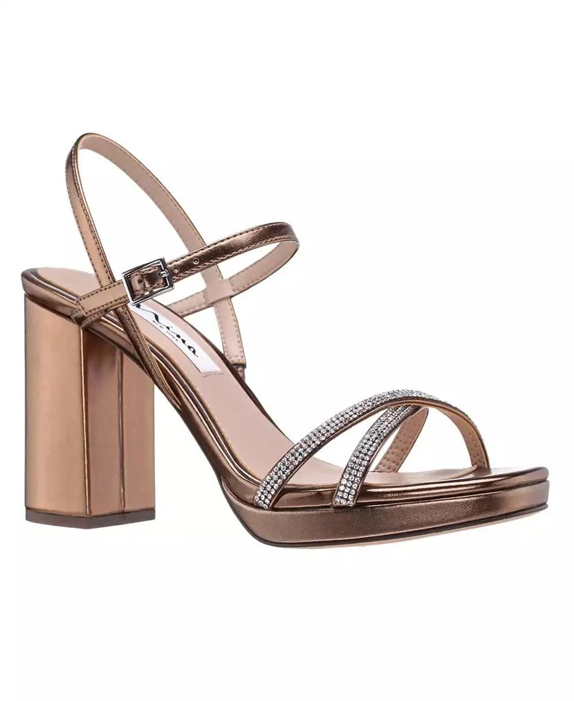 Nina Women's Steven Rhinestones Block Heel Platform Sandals 1