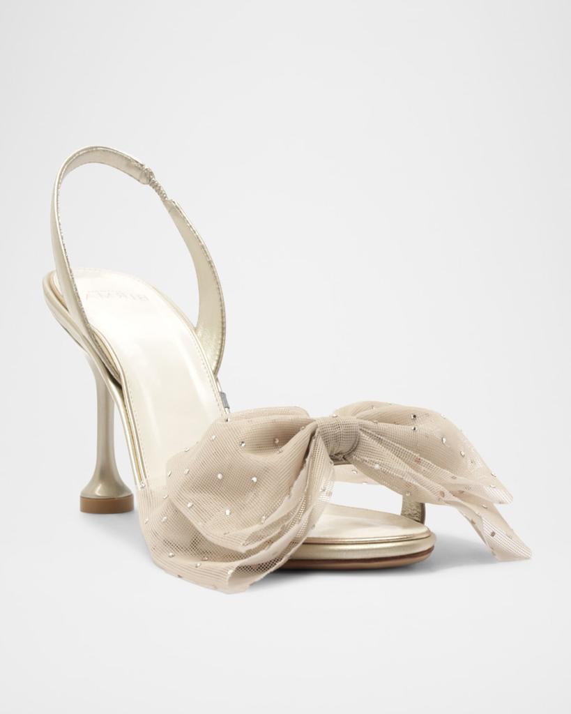 Alexandre Birman Isabelle Crystal Tulle Bow Bridal Pumps
