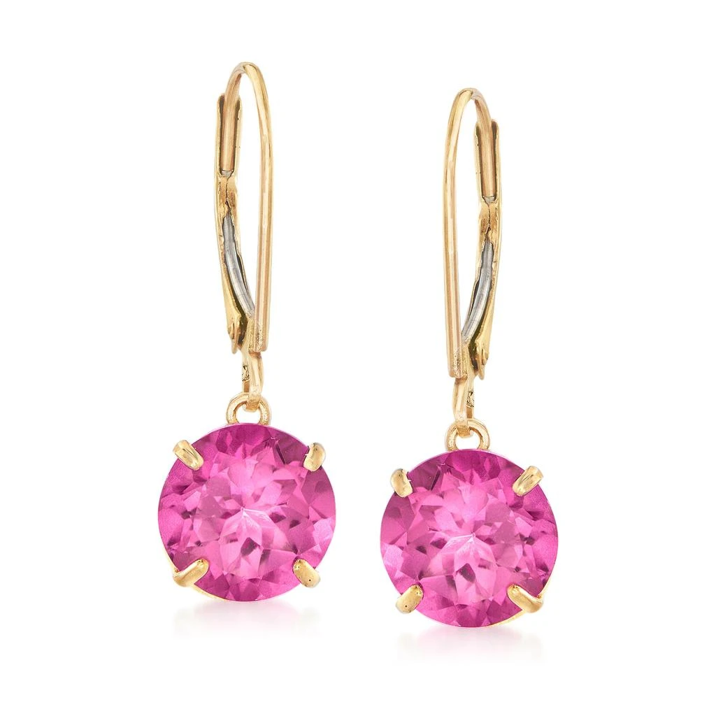 Ross-Simons Pink Topaz Drop Earrings in 14kt Yellow Gold 1