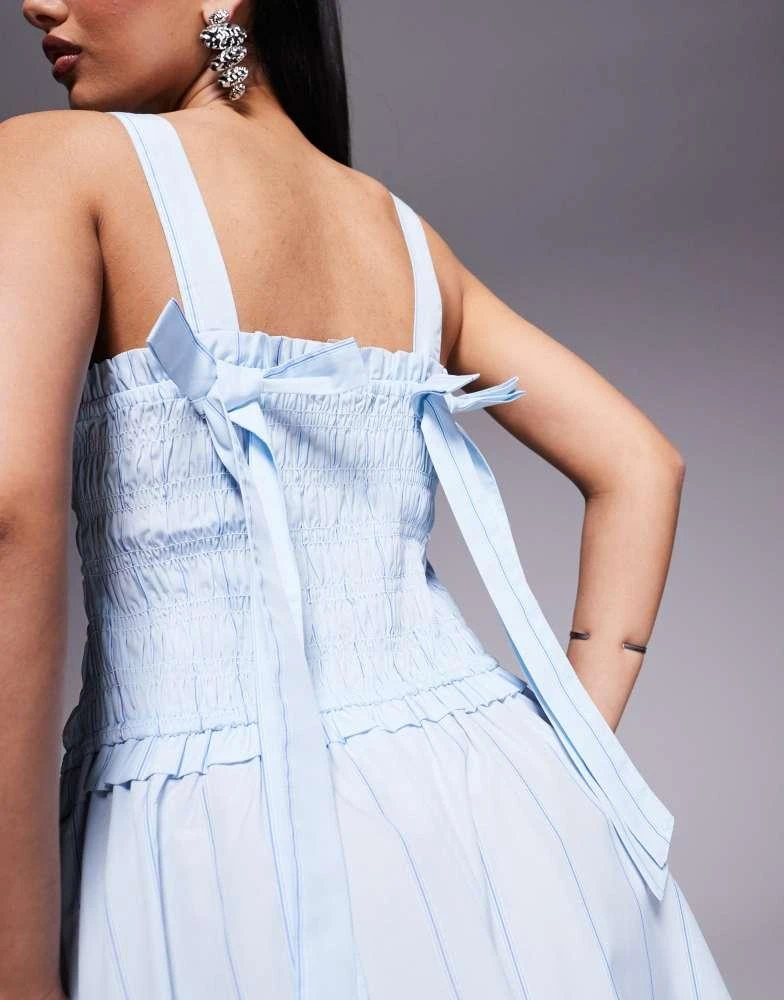 River Island River Island shirred midi dress in blue 3