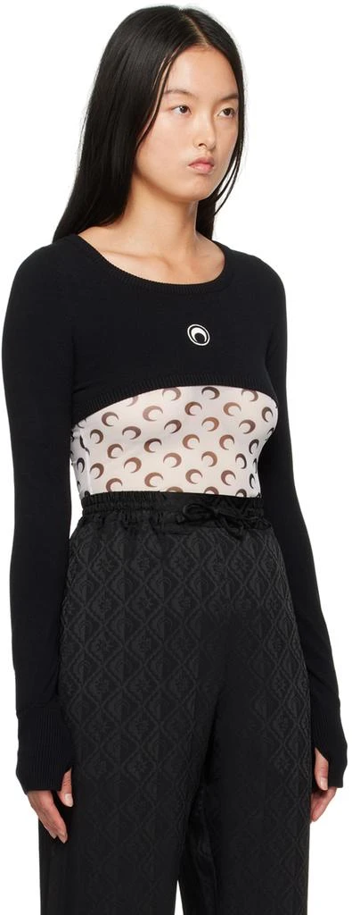 MARINE SERRE Black Mono Logo Cropped Sweater 2