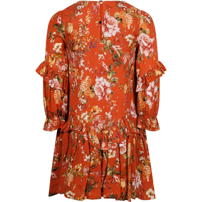 Abel & Lula Floral print ruffled dress in red