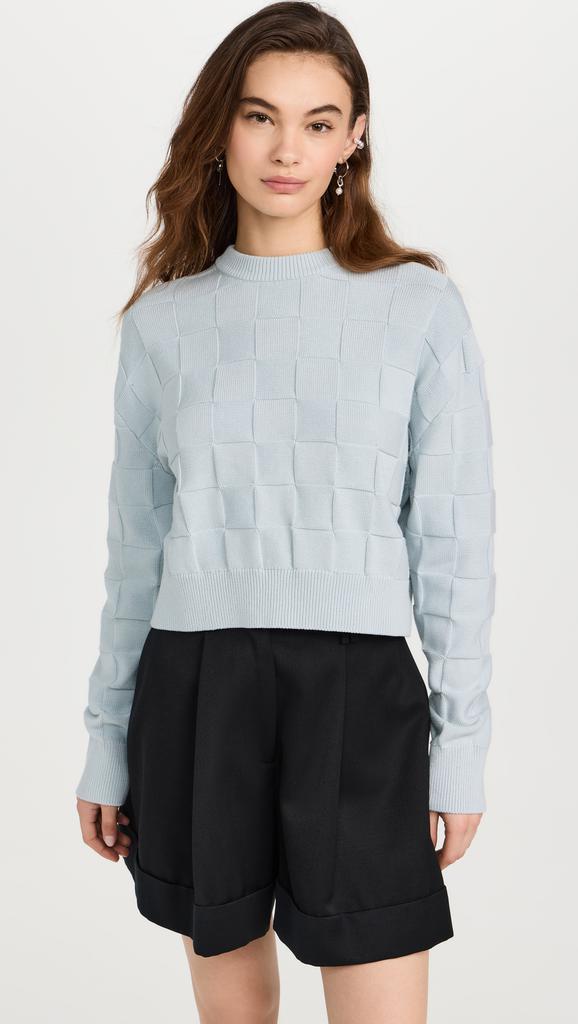 Cecilie Bahnsen Gudrun Sweater Darcy Check Knit Ice Blue