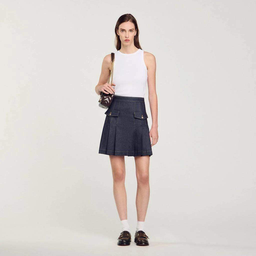 Sandro Pleated denim skirt 1