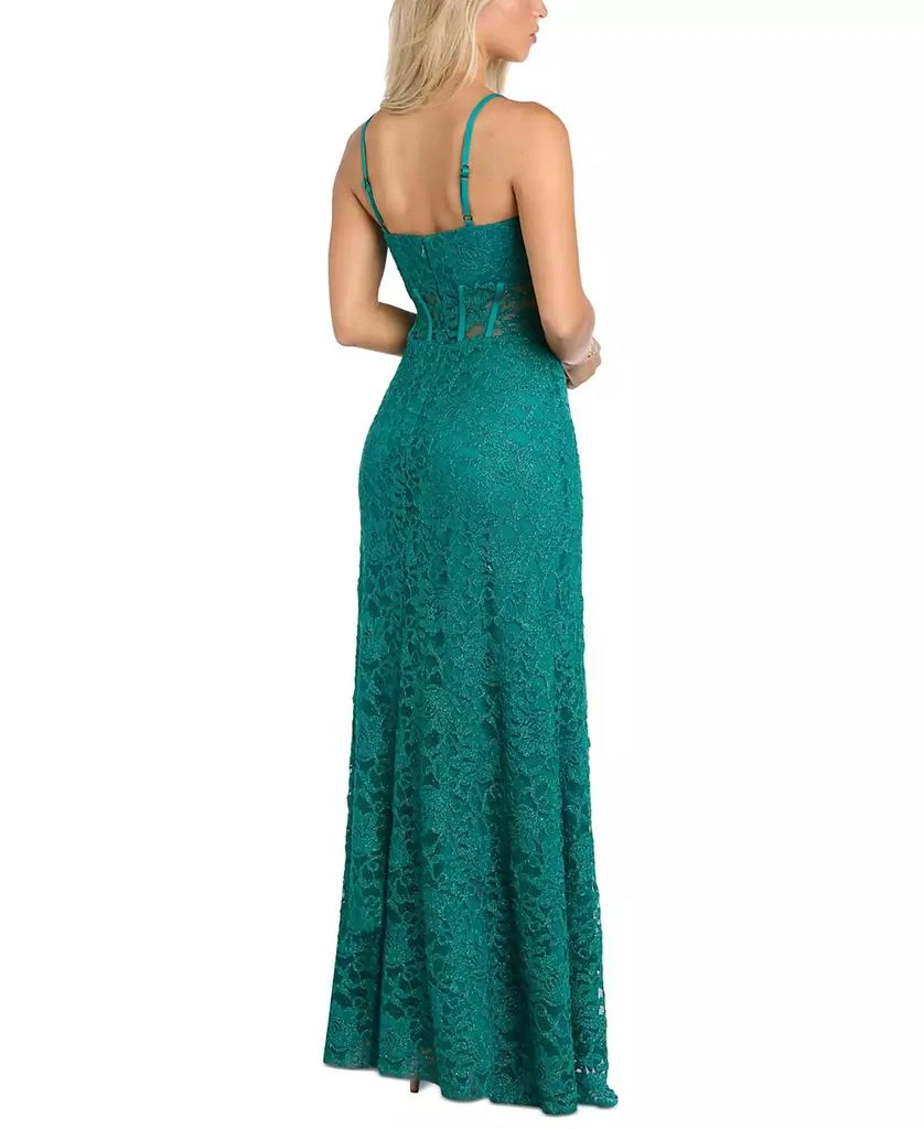Morgan & Company Juniors' Glitter Scallop Lace Corset Gown 5