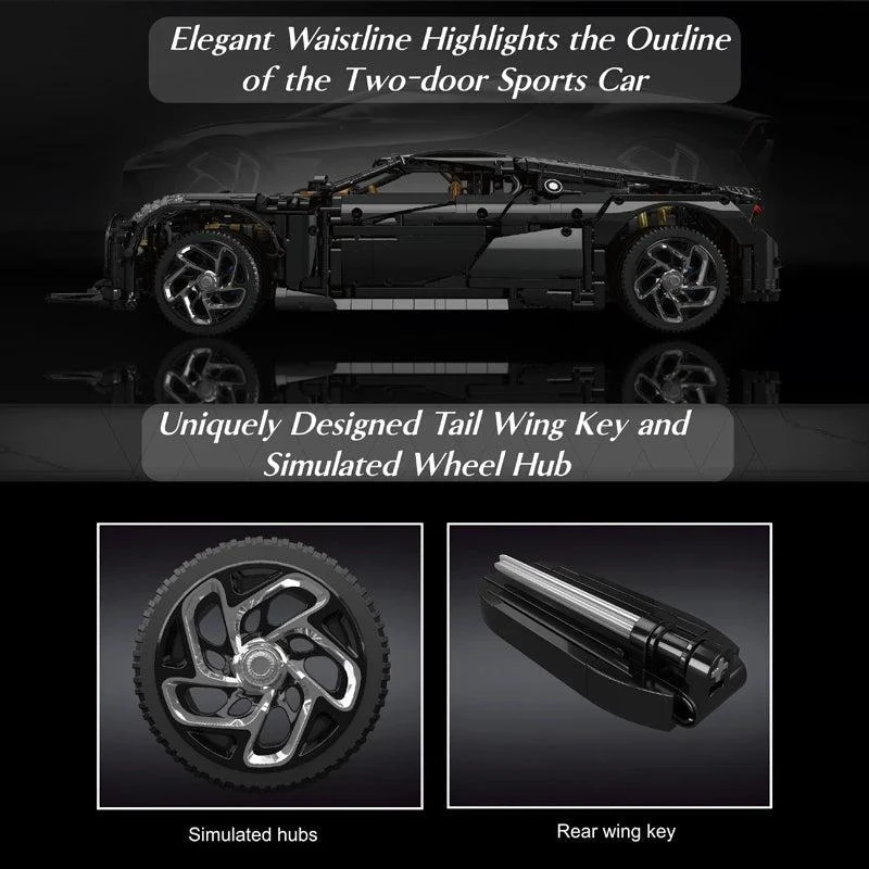 MOULD KING Mould King 13163 Technical Car Model: Black La Voiture Noire Building Block Assembly Sports Car - Ideal Christmas Gift for Kids 5