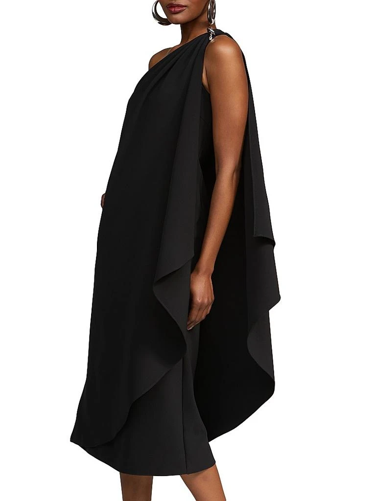 HALSTON Aries Stretch-Crepe Cape Dress 4