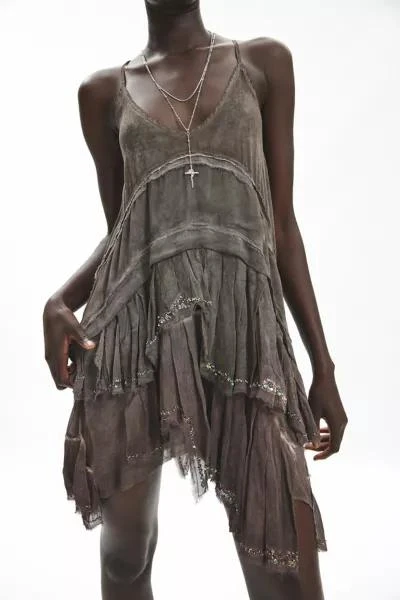 Ecote Ecote Tabitha Shapeless Tiered Asymmetric Mini Dress 1
