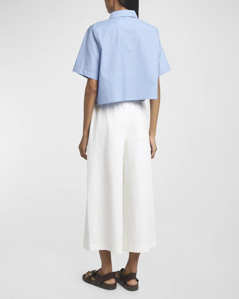 Loewe x Paula Ibiza Anagram Drawstring Wide Leg Cropped Denim Trousers 4