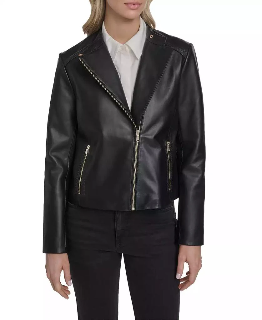 Cole Haan Women
s Stand Collar Racer Jacket