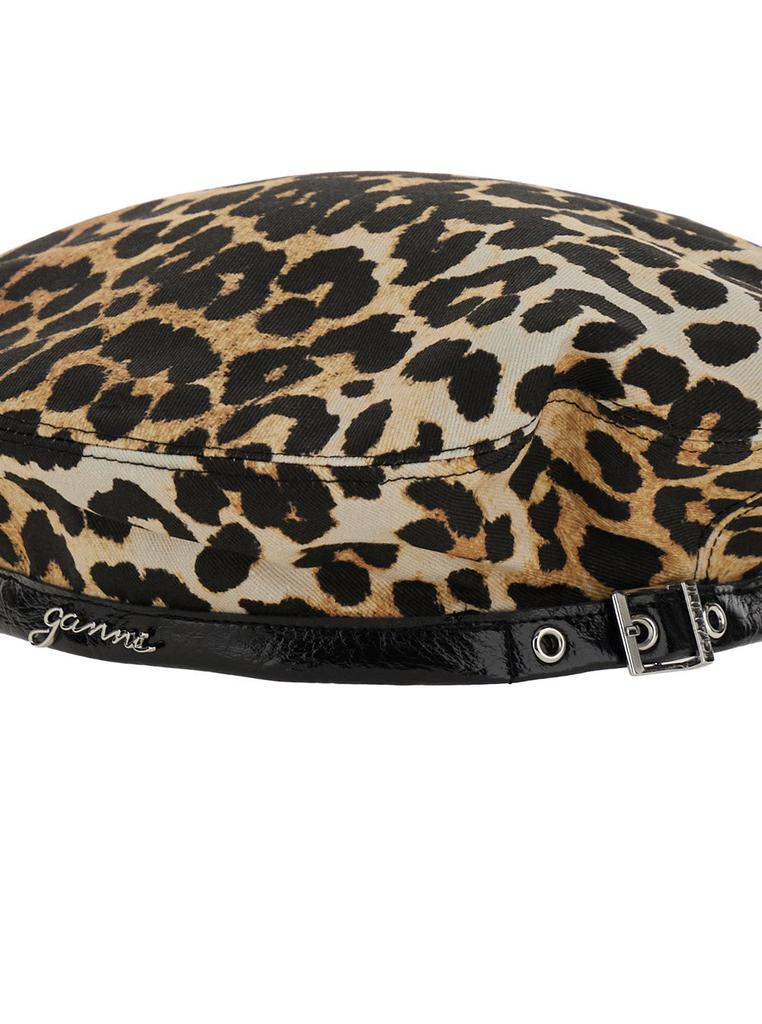 ☆Ganni☆ Woven Cotton Beret Leopard A6420943 Ganni Ganni Leopard Print Asymmetric Beret Multi XS-S - Hats