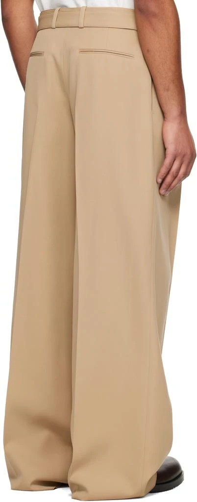Jil Sander Beige Wool Gabardine Belted Trousers 3