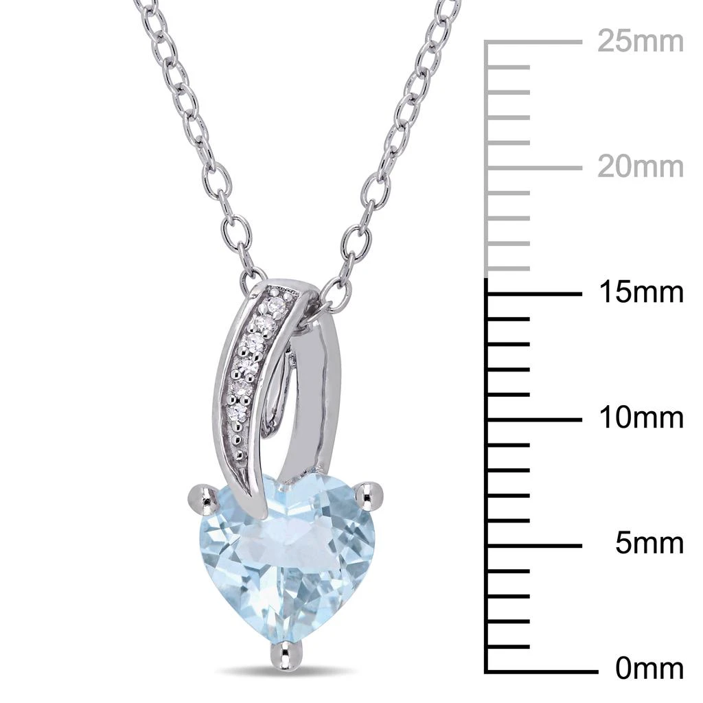 Mimi & Max 1 1/2ct TGW Aquamarine Heart and Diamond Accents Pendant with Chain in Sterling Silver 3